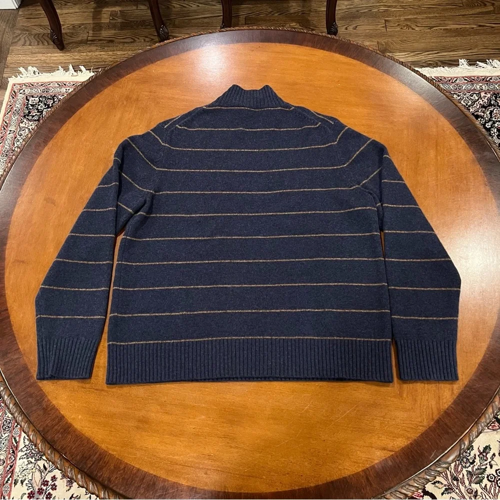 NEW $295 Vince Men’s‎ Wool Blend Striped Turtleneck Sweater Coastal Blue/Tan XL